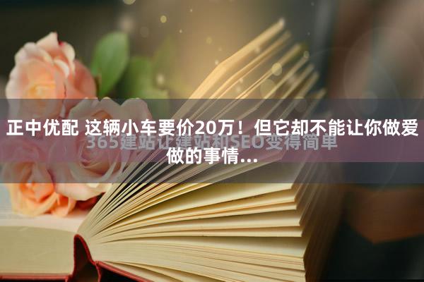 正中优配 这辆小车要价20万！但它却不能让你做爱做的事情...